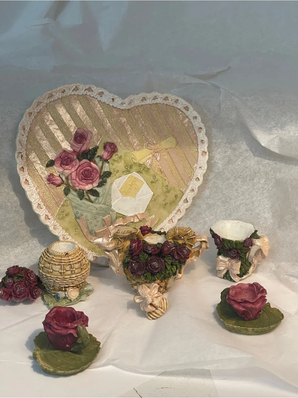 Vintage 4 Sets 33 Pcs Miniature PolyResin  Figurines Children’s Tea Setting!